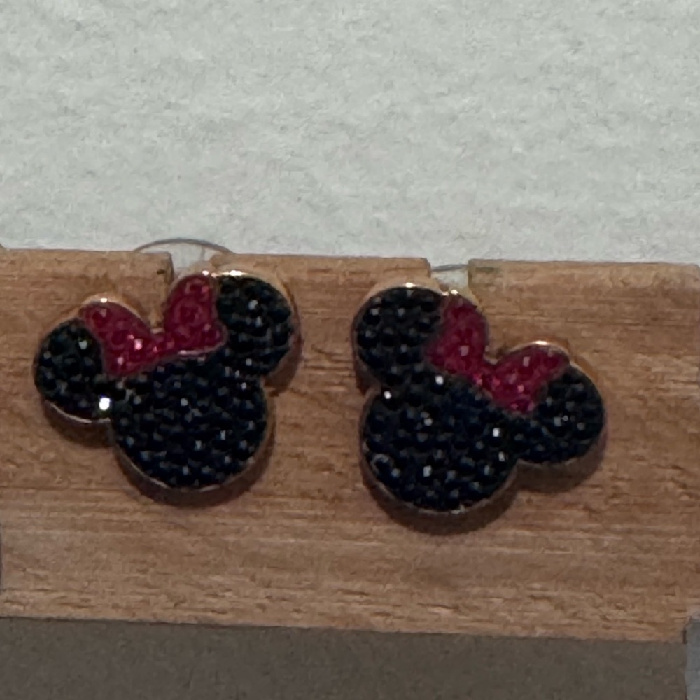 Swarovski Black and Red Minnie Mouse Earrings